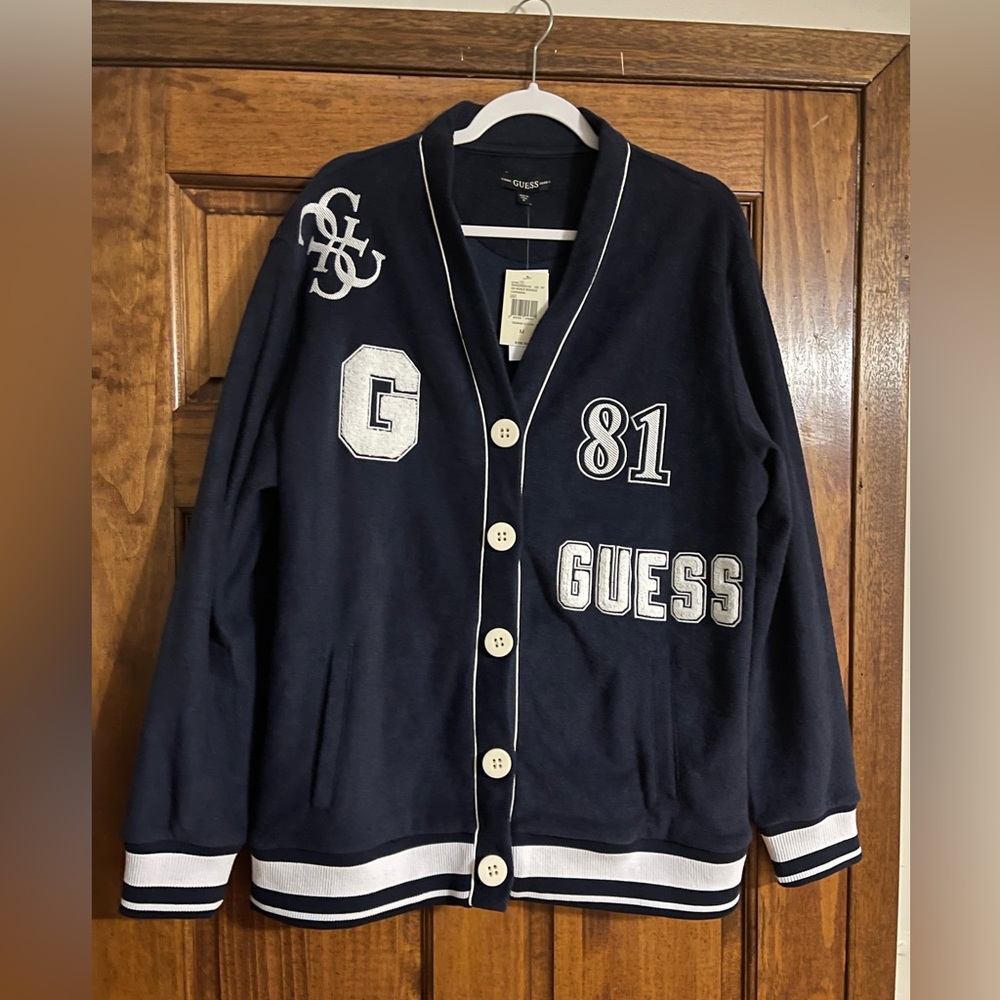 GUESS Women's Raquelle Fleece Cardigan-Size:M